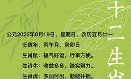 秦阳明每日生肖运势2022年6月19日