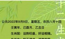 秦阳明每日生肖运势2022年9月9日