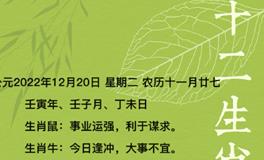 秦阳明每日生肖运势2022年12月20日